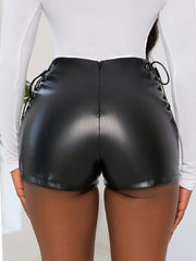 Bxoxo New Sexy Summer and Autumn Stretch Plus Size Tight Black Faux Leather Shorts Casual Shorts Leather Pants for Women
