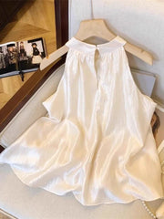 BXOXO 3D Bufferfly Halter Tanks Women Sweet Fashion Loose Elegant Tanks Korean Chic Causal Summer Female All Match Sleeveless Top