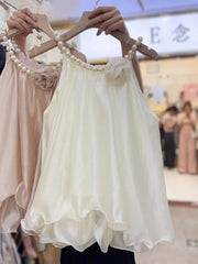 Bxoxo Irregular Temperament Sleeveless Top Blusas Mujer Tanks Sexy Crop Blouse Ropa Beaded Shirts Chemise Femme Lady New