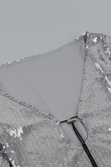 BXOXO - Sequins V Neck Flares Sleeve Pack Hip Dress