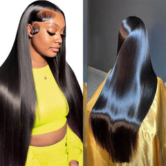 BXOXO 200 Density Brazilian 40 Inch Bone Straight 5x5 Lace Closure Ready To Wear Human Hair Wigs 13x4 lace Front Closure Wigs