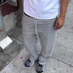 Bxoxo Black American Style Pants Hip-hop Drawstring Elastic Waist Sweatpants Baggy Solid Casual Harajuku Streetwear Trend