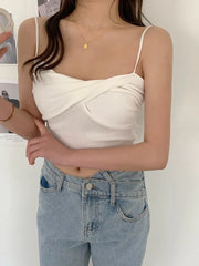 BXOXO Women Knitted Sexy Strappy Female Slim Camis Crop Tops Sexy Sleeveless Tops For Women 2024 Summer Strapy Camisoles