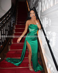 BXOXO Pink Mermaid Prom Dresses Strapless Thigh-High Slits See Through Girls Birthday Party Dress Matric Dance Gowns Customized