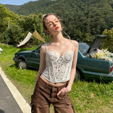 BXOXO Summer Sexy Corset Top Women New Arrivals Black and White Lace Bustier Top Short Cropped Party Clubwear