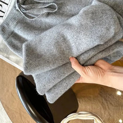 Bxoxo Autumn Casual Wide Leg Pants for Women High Waist Drawstring Soft Warm All Match Pants Korean Solid Simple Straight Trousers New