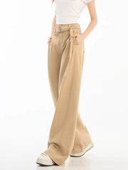 Bxoxo Belt Retro Khaki Jeans Women Y2K High Waist Loose Streetwear Denim Pants Casual American Vintage Autumn Wide Leg Trousers