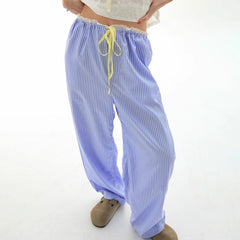 BXOXO Women‘s 2000s Aesthetic Loose Pants Stripe Drawstring Elastic Waist Trousers Spring Summer Lady Fashion Casual Pants