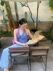 BXOXO Vintage Tank Tops Women Print Graphic Tops Y2k Vintage T Shirt Sleeveless Streetwear Camis Tops Summer 2000s Aesthetic