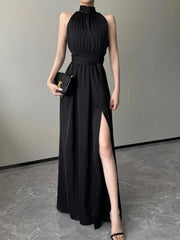 BXOXO Vintage Women Casual A-Line Slim Summer Dress Sleeveless Solid Elegant One Pieces Sexy White Black Vestidos Female Clothings