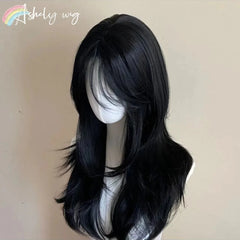 BXOXO Black Wig Female Headband Body Wavy Rose Hair Net Models in French Bangs High Quality Simulation Hair Synthetic Wig 가발