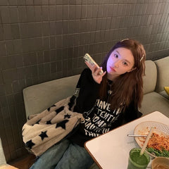 BXOXO Y2k Women Shoulder Bag Star Print Brown Soft Plush Large Capacity Handbag High Quality Gothic Casual Cute Fashion Backpack