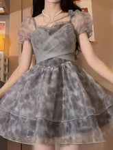 BXOXO Women Vintage Mesh Bow Lace Up Sequins Fairy Princess Party Dresses Summer High Waist Sweet Harajuku Y2K Mini Dress Vestido