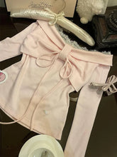 BXOXO Autumn Japanese Sweet Long Sleeve Sweater Women Elegant Chic Bow Off Shoulder Solid Thin Pullover Cute Pretty Skinny Lace Up Top