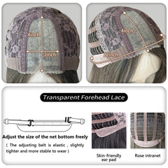 BXOXO 26 Inch Lace Front Wigs Curly Wave Fiber Synthetic Wig Heat-resistant Non-Glare Natural Soft Cosplay Hairpiece For Women