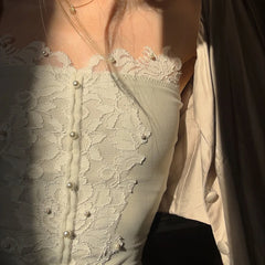 BXOXO Holiday White Stitching Lace Camis Vintage 2000s Sleeveless Skinny Crop Tops Women Casual Summer Retro Tees y2k Aesthetic