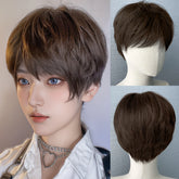 BXOXO 8 Inch Synthetic Mens Wigs Short Straight Bangs Wig Heat Resistant Youth trend For Male Boy Cosplay Anime Daily Party