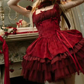 Bxoxo Victorian Sweet Lolita Dress Women Kawaii Bowknot Print Ruffles Party Mini Dresses Japanese Vintage Elegant Mesh Princess Dress