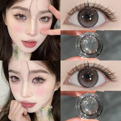 BXOXO 1Pair Brown Myopia Colour Circular Contacts Lenses Natural Brown Eye Lenses Beauty Pupil Gray Lenses Makeup