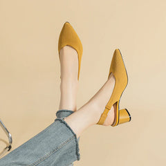 BXOXO Large Women's High Heel Sandals Fashion Stripes Soft and Breathable Knitted Round Thick Heel Shoes 2023 New (High Heel 5cm)