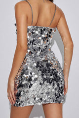 BXOXO - Solid Sequin Sleeveless Chain Mini Dress