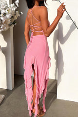 BXOXO - Solid Ruffle Fringe Cami Dress