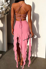 BXOXO - Solid Ruffle Fringe Cami Dress