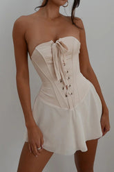 BXOXO - Strapless Tie-up Corset Ruched Dress