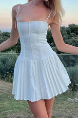 BXOXO - Tie-straps Corset Pleated Cami Dress