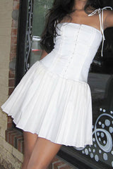 BXOXO - Tie-straps Corset Pleated Cami Dress