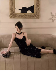 Black Sequins Party Dress HOT1227