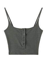 Button Front Crop Cami Top