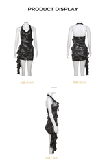 Black Halter Mini Dress HOT1335