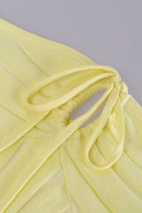 BXOXO - Yellow Strapless Lace Up Knitted Dress