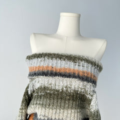 BXOXO - summer inspo Women's Y2K Sexy Off-the-shoulder Vintage Striped Knit Sweater Y2K Vintage Chic Design Women Autumn And Winter Sweater