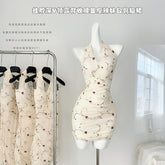 BXOXO - summer inspo Y2k Sexy Halter Stitching Mesh Floral Strapless Dress 2025 Summer Women Fashion Sleeveless Slim Short Dresses Party Club