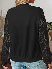 BXOXO Long Sleeves Loose Solid Color Split-Joint Zipper Round-Neck Jackets Outerwear