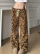 BXOXO - summer inspo Leopard Velvet Women Loose Long Pants Bow Y2k Retro Fashion Chic Warm Autumn New Trousers Design Street Style