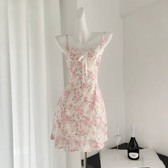 BXOXO - summer inspo Sweet Style Two Piece Set Women New Casual Cardigan +Cute Mini Dress Female Floral Print Casual Floral Dress Suit
