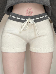 BXOXO - Star Print Contrast Low-Rise Tie Shorts