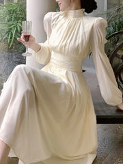 BXOXO party look inspos Fashion New Women Elegant Casual Long Dress Autumn Vintage A-Line Solid Party Birthday Dresses Female Clothes Robe Vestidos