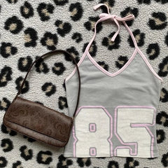 BXOXO Y2k Summer Aesthetic Corset Crop Top Women Clothing Pink Sexy Pink Letter Sweet Girl Sling Kawaii Bandage Camis Tank Tops Emo