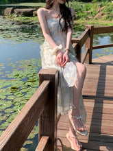 BXOXO Elegant Floral Print Polyester Midi Dress with Sweetheart Neckline and Asymmetrical Hem for Beach Vacations and Garden Parties, Beach Dress