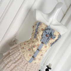 BXOXO - summer inspo Sweet Style Skirt Sets Women Floral Slim Fit Strapless Short Top Cake Mini Skirt Two Piece Set