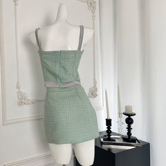 BXOXO - summer inspo Temperament Suspender Top A-line Skirt Two-piece Set Women Summer Fashion Spicy Girl Solid Color Slim Chic Suit