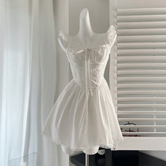 BXOXO - summer inspo 2025 Summer Fairy Backless Lace Patchwork Suspender Dresses Women's Slim Fit High Waist Elegant Mini Dress Fashion Chic