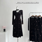 BXOXO - summer inspo Autumn And Winter New V-Neck Dress Female Waist Temperament Long Knitted Sweater Skirt French Vintage Elegant Dress