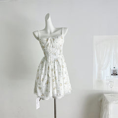 BXOXO - summer inspo Sweet Floral Dress Women Summer Lace Patchwork Mini Dresses Holiday Ruffles Bow Cute Sleeveless Sundress Y2k 2025