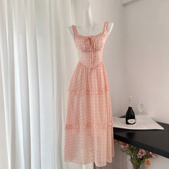 BXOXO - summer inspo Gentle Style Suspender Dress Women Summer Fashion Polka Dot Sweet Dress Sleeveless Long Skirt 2025 New