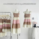 BXOXO - summer inspo Fashion Floral Patchwork Suspender Dress Women Layered Deep V-neck Backless Beach Long Dresses Female Holiday Party Vestido